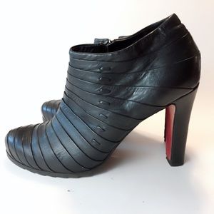 FANCALTRI Stunning Pleated Leather Heel Booties